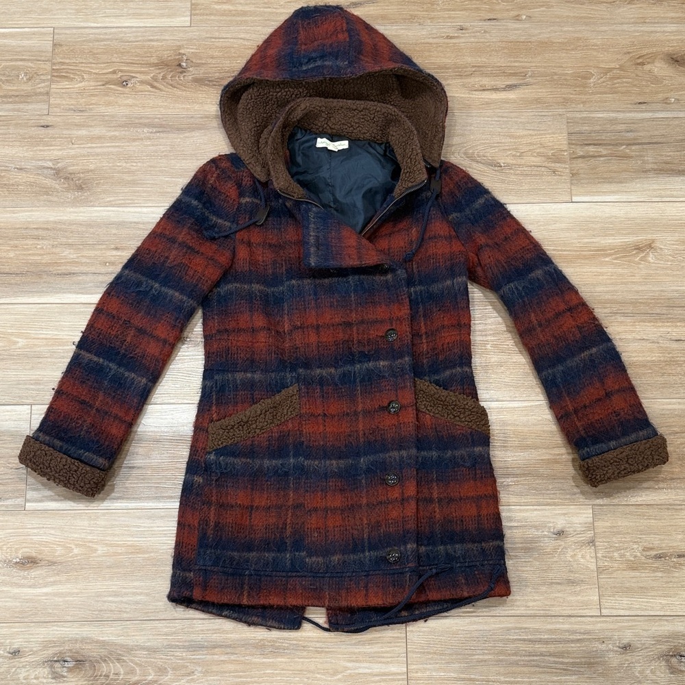 Staring at Stars Red and Blue Plaid Hooded Jacket
